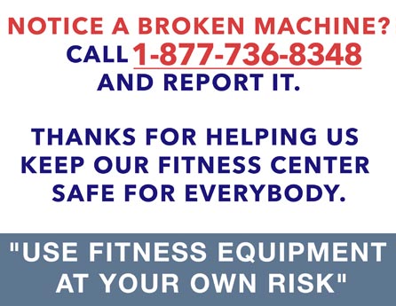 rental gym equipment safety sign